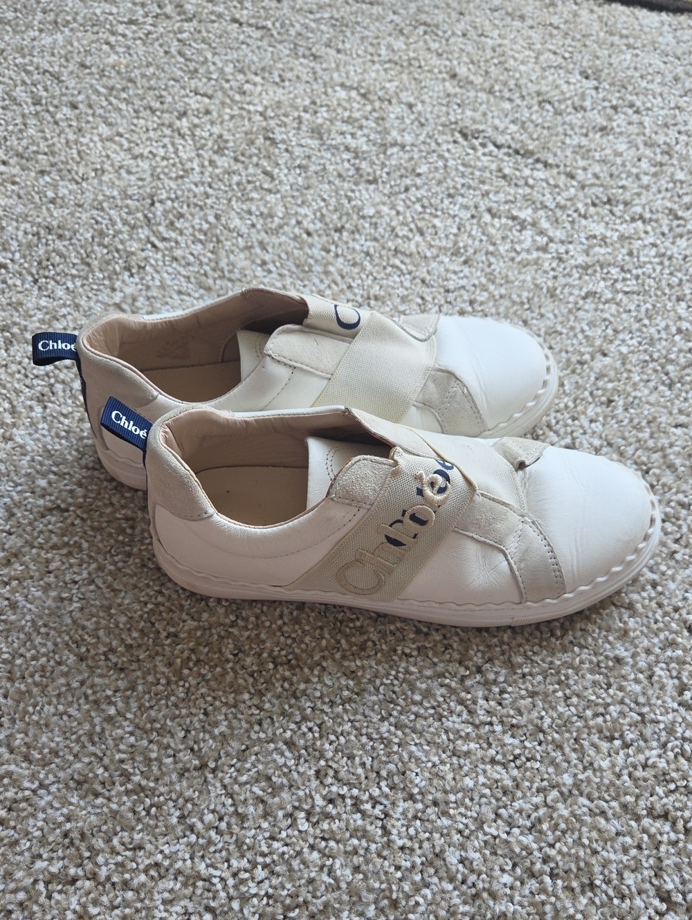 Chloe Cream and White Kids Slip-On Sneakers